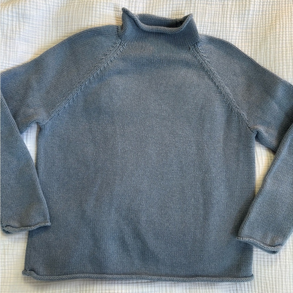 J. Crew Light Blue Roll Neck Cotton Sweater - Picture 2 of 7